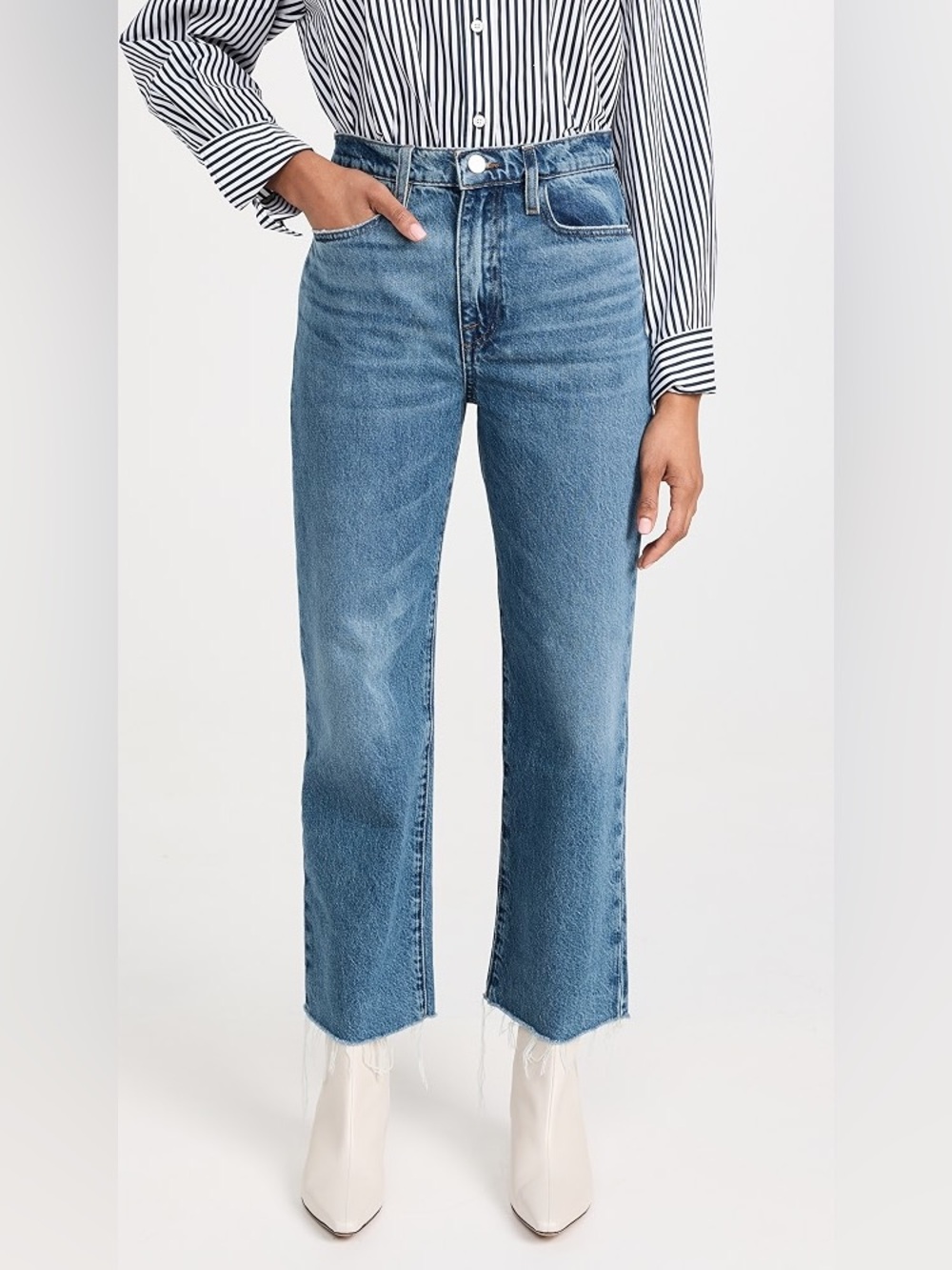 FRAME Le Jane Crop Raw Fray Jeans